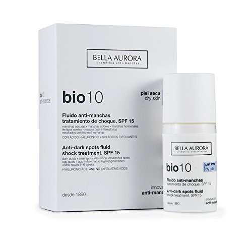 Bella Aurora Bio10 Fluido Antimanchas Piel Seca SPF 15 | Tratamiento despigmentante Facial, 30 ml