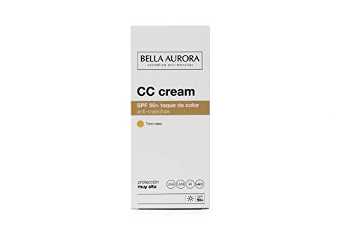 Bella Aurora Crema Facial con Color y Protección Solar 50+ Anti-Manchas para Piel Normal o Seca, Tono Claro 30 ml (4096200)