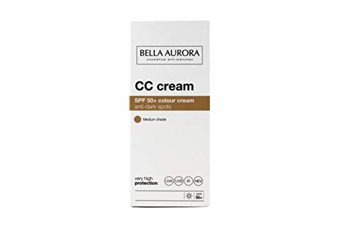 Bella Aurora Crema Facial con Color y Protección Solar 50+ Anti-Manchas para Piel Normal o Seca, Tono Medio 30 ml