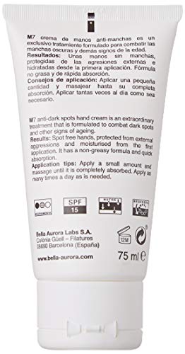 Bella Aurora M7 Crema de Manos Anti-Manchas, Anti-edad, Tratamiento Reparador Hidratante, Despigmentante, Protege y Regenera SPF 15, 75 ml