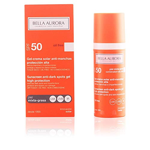 Bella Aurora Protector Solar Facial SPF +50 Piel Mixta-grasa | Crema de protección Solar, 50 ml