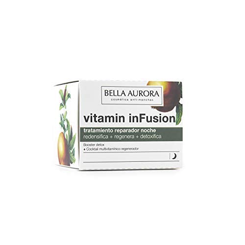 Bella Aurora Vitamin inFusion Tratamiento Reparador Noche Anti-Arrugas anti-Edad para Mujer Crema Facial Redensifica + Regenera + Detoxifica, 50 ml