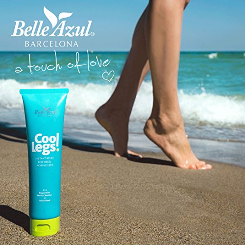 Belle Azul - Cool Legs - Gel de Alivio Instantáneo para Piernas Cansadas y Doloridas Refrescante, Mejora la Circulación y el Malestar Muscular, Efecto Frío Anti-inflamatorio, Incluye Bolsa de Gel, 100ml
