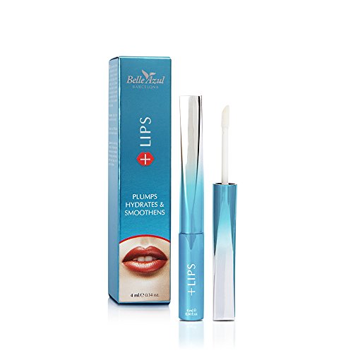 Belle Azul - Plus Lips GLOSS - Brillo de Labios, Voluminizador de labios, más Hidratación y más Carnosos, con Aceite de Argán y Células madre de Argán, 4ml