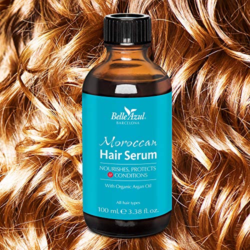 Belle Azul - Sérum Capilar con Aceite de Argán Orgánico natural, Protege, Nutre y Acondiciona todo tipo de cabello, 100ml