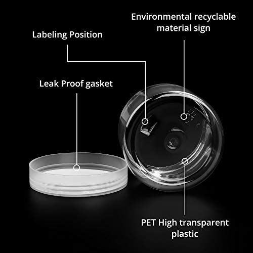 Belle Vous Contenedores de Cosmético (Pack de 12) - Envases Vacío 120 ml Plástico Transparente - Jarra con Tapa Almacenaje de Cremas Corporales, Lociones, Slime, Líquidos, Comida Seca, Cuentas, Joyas