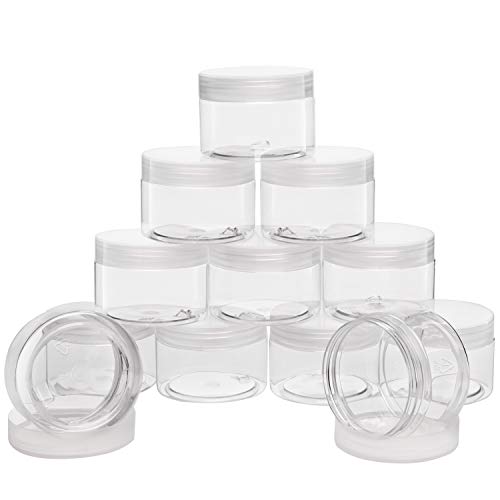Belle Vous Contenedores de Cosmético (Pack de 12) - Envases Vacío 120 ml Plástico Transparente - Jarra con Tapa Almacenaje de Cremas Corporales, Lociones, Slime, Líquidos, Comida Seca, Cuentas, Joyas