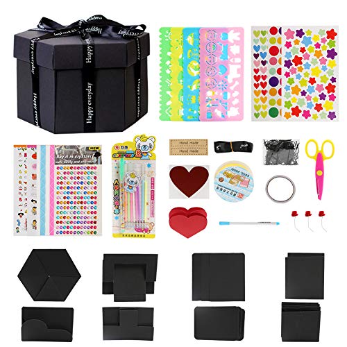 BelleStyle Caja de Regalo Creativo de Bricolaje Libro de Recuerdos Caja de Explosiones DIY Scrapbooking Album Memory Álbum para cumpleaños Aniversario Boda San Valentín Día de la Madre Navidad