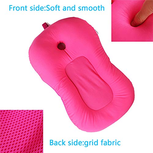 belupai Alfombrilla de baño para bebé recién nacido, plegable, para bañera, asiento de bañera y asiento de bebé(Rosa roja)