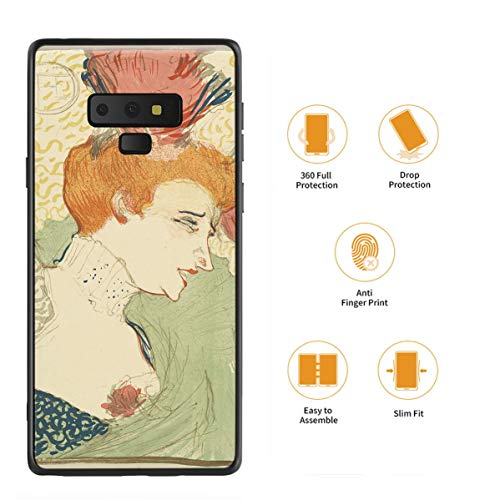 Berkin Arts Henri de Toulouse Lautrec para Samsung Galaxy Note 9/Caja del teléfono Celular de Arte/Impresión Giclee UV en la Cubierta del móvil(Busto di Mlle Marcelle Lender)
