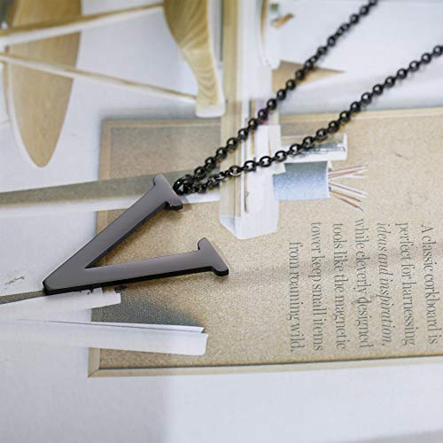 Plata/Oro/Negro Besteel A-Z Carta Inicial Collar con Letra para Mujer Hombres Acero Inoxidable Collar Colgante Largo 56 cm 