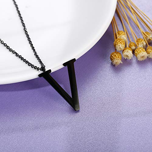 Besteel A-Z Carta Inicial Collar con Letra para Mujer Hombres Acero Inoxidable Collar Colgante, Plata/Oro/Negro, Largo 56 cm