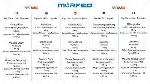Bestme Morfeo : Descanso Profundo y Reparador I Relajante Natural I Recuperador Muscular I Melatonina Natural I Gaba I 5 htp I Bacopa I Zma zinc magnesio b6). 30 Pastillas para Dormir Bien