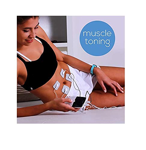 Beurer EM49 - Electroestimulador digital, para aliviar el dolor muscular y el fortalecimiento muscular, masaje, EMS, TENS, pantalla LCD azul, 2 Canales, 4 electrodos autoadhesivos, color blanco
