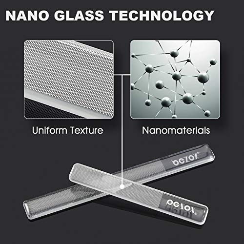 BEZOX Magic Crystal Nail Lima – 2 piezas de cristal Buffer de uñas, herramienta profesional para modelar uñas nano – W/ranura de cuero