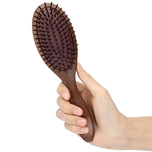 BFWood Cepillo de Madera para el Cabello: Cepillo de Pelo de Nogal Negro para Reducir el Encrespamiento y la Rotura