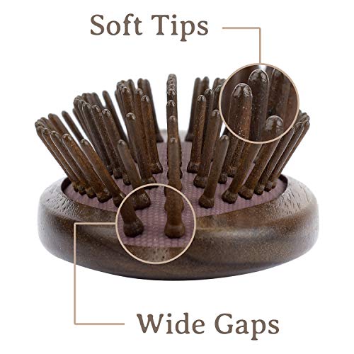 BFWood Cepillo de Madera para el Cabello: Cepillo de Pelo de Nogal Negro para Reducir el Encrespamiento y la Rotura