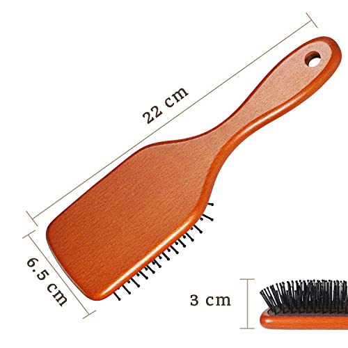 BFWood Cepillo para Desenredar el Pelo con Cerdas de Nylon Mango de Madera para Todo Tipo de Cabello