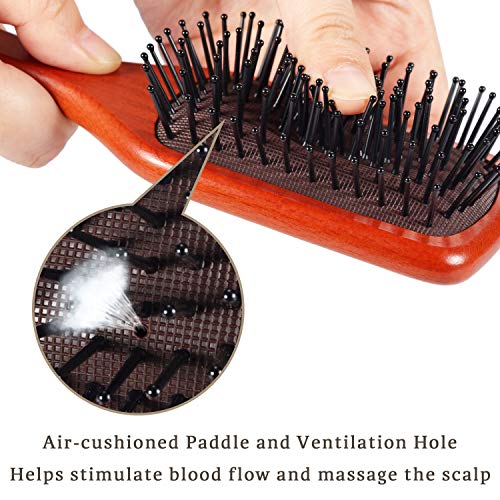 BFWood Cepillo para Desenredar el Pelo con Cerdas de Nylon Mango de Madera para Todo Tipo de Cabello