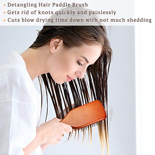 BFWood Cepillo para Desenredar el Pelo con Cerdas de Nylon Mango de Madera para Todo Tipo de Cabello