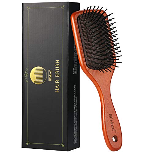 BFWood Cepillo para Desenredar el Pelo con Cerdas de Nylon Mango de Madera para Todo Tipo de Cabello