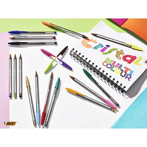 BIC Cristal Multicolour - Pack de 15 unidades, bolígrafos de punta ancha (1,6 mm), colores surtidos