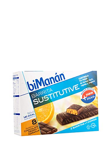 Bimanán Sustitutive Barritas Chocolate Negro y Naranja 8 uds