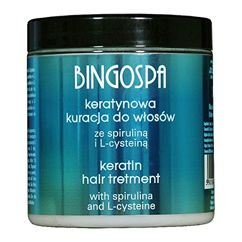BINGOSPA Tratamiento de queratina para cabello quebradizo, cabello dañado y puntas abiertas con espirulina y L-cisteina - 250 g