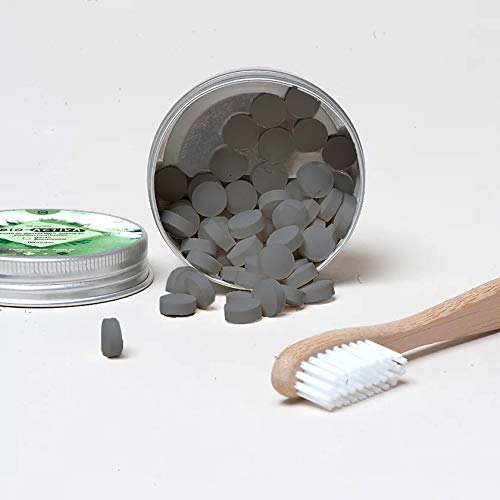 Bio-Activa | Blanqueador Dental Natural | Pasta de dientes con carbón activado de bambú en pastillas masticables | Sin flúor ni plástico | Envase Reusable