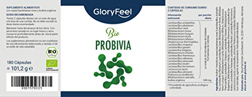 Bio Probióticos Complex - 21 cepas bacterianas MÁS Inulina Bio- 180 cápsulas veganas de liberación prolongada- 20 mil millones UFC- Flora intestinal- Lactobacillus gasseri