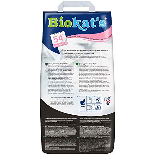 Biokat's Diamond Care Fresh, arena para gatos con fragancia – Arena aglomerante para gatos: de alta calidad, con carbón activo y aloe vera – 1 bolsa de papel (1 x 10 l)