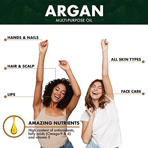 BIONOBLE ACEITE DE ARGÁN PURO 100% Orgánico y Prensado en Frío | Bomba y Pipeta de Vidrio | Cara, Cuerpo, Pelo, Cabello y Uñas | Aceite de Masaje | Botella de Vidrio | Argan Oil (50 ml)