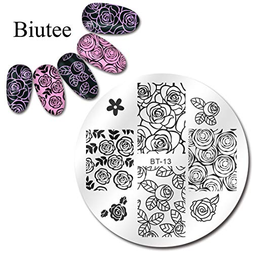 Biutee Nail Art Stamping 30pcs Placas Estampacion Uñas para Manicura +2pcs Sello de Silicona +2 pcs Rascador +1 pcs Bolsa para Placas