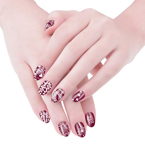 Biutee Set de Stamping Nail Art 12 Pcs Plantillas para Uñas +1pcs Estampador+1pcs Raspador +1 Pcs Bolso Para Placa