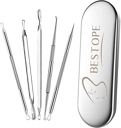 Blackhead Remover Dermatologist Grade Kit - acero inoxidable limpiador acné espinilla Pin Spot Extractor (Silver)