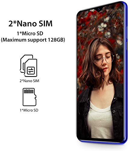 Blackview A60 Teléfono Móvil 16GB ROM (128GB SD), Pantalla 6.1" (19.2:9) Water-Drop Screen Movil, 13MP+2MP+5MP, 4080mAh Batería, Android 8.1 Smartphone Libre Dual SIM, GPS/WiFi/Hotspot-Azul