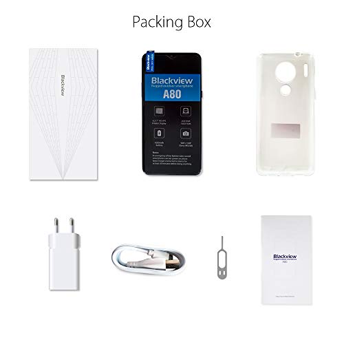 Blackview A80 Moviles Libres 4G Android 10 GO con 6.21" HD+ Water-Drop Screen, Cámara Trasera Cuádruple 13MP, Teléfono Móvil 2GB+16GB (SD 128GB), Batería 4200mAh Smartphone Libre, Face ID/GPS-Negro