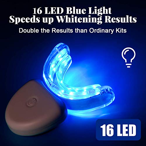 Blanqueador Dental Profesional OriHea Carga magnética con 16 luces LED, jeringas de gel para blanquear los dientes de 5 ml (paquete de 4), jeringas de gel desensibilizante (paquete de 1)