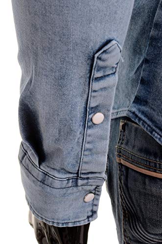 Bleach - Camisa de mezclilla gruesa para hombre, cuello regular, con tachuelas de perlas