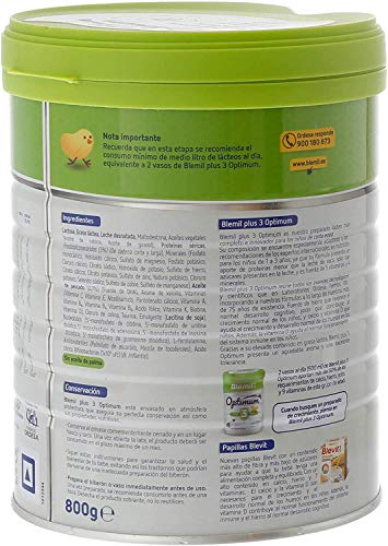 Blemil Plus – Optimum 3, Leche de Fórmula de Crecimiento, 800 gr