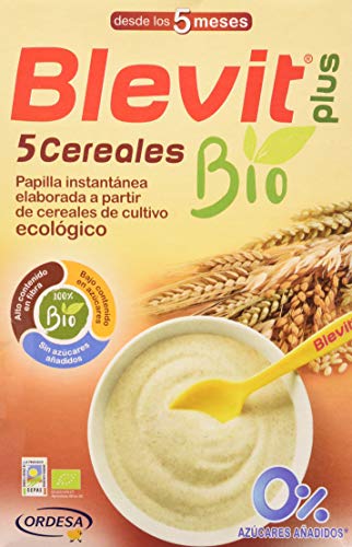 Blevit Plus  5 Cereales Bio, 1 unidad 250 gr. Papilla de cereales para bebé 100% ecológicas. A partir de los 5 meses.