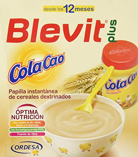 Blevit Plus Cola Cao, 1 unidad 600 gr. A partir de los 12 meses, contiene gluten.
