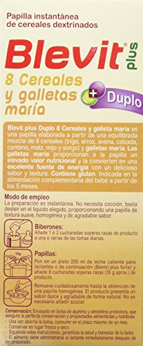 Blevit Plus Duplo 8 Cereales y Galletas María, 1 unidad 600 gr. A partir de los 5 meses.