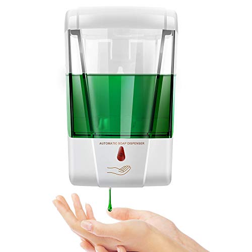 Blingbin Dispensador Jabon Pared, Dosificador Gel Hidroalcoholico de 700 Ml, Bomba de Loción de Jabón de Cocina Sin Contacto para Baño de Cocina, Dosis de 1 Ml