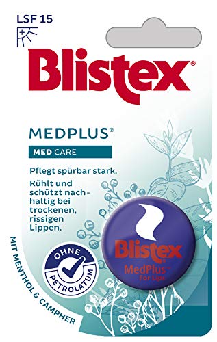 Blistex MedPlus - Bálsamo de labios (fuerte cuidado, extremadamente refrescante, para labios agrietados, quemados, secos y sin brillo)