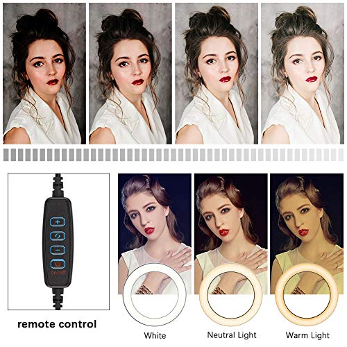 BLOOMWIN Anillo de Luz LED Regulable 8” para Fotografía Aro de Luz con Soporte Trípode Palo Selfie Control Remoto Bluetooth USB para Móvil Youtube Disparo Selfie Video Maquillaje Transmisión en Vivo