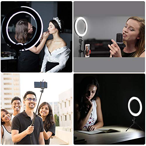 BLOOMWIN Anillo de Luz LED Regulable 8” para Fotografía Aro de Luz con Soporte Trípode Palo Selfie Control Remoto Bluetooth USB para Móvil Youtube Disparo Selfie Video Maquillaje Transmisión en Vivo