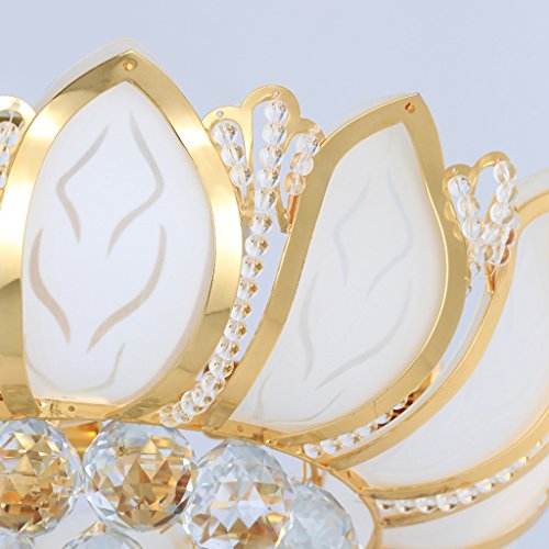 BOBE Shop- Europea de Lotus Sala de Estar Moderna Ronda de Cristal llevó luz de Techo - Oro (Tamaño : 45cm)