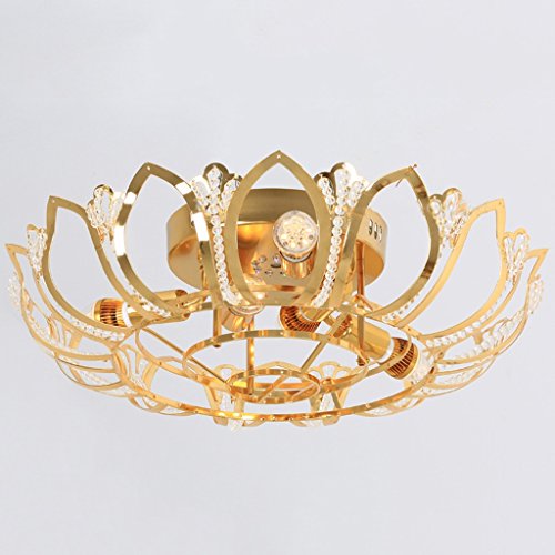 BOBE Shop- Europea de Lotus Sala de Estar Moderna Ronda de Cristal llevó luz de Techo - Oro (Tamaño : 45cm)