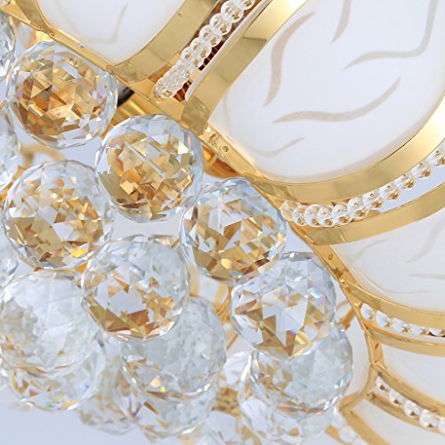 BOBE Shop- Europea de Lotus Sala de Estar Moderna Ronda de Cristal llevó luz de Techo - Oro (Tamaño : 45cm)